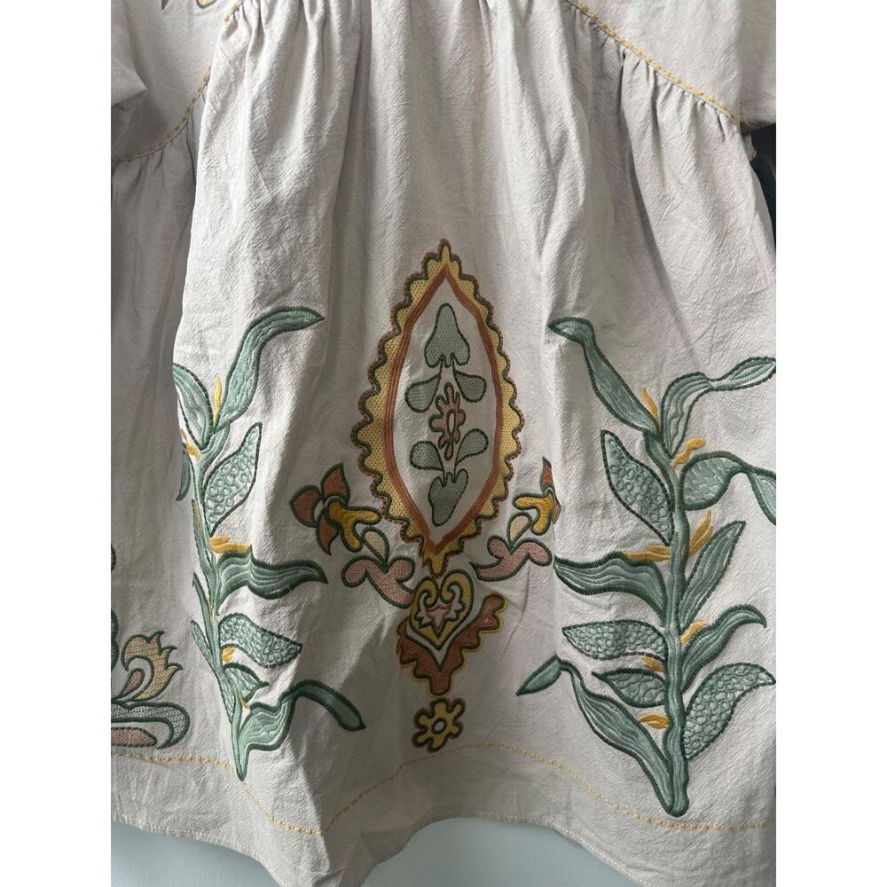 NEW Joiemont Embroidered Kimono Sleeve Baby doll Dress XS Olive Beach Boho D18 - Picture 4 of 10